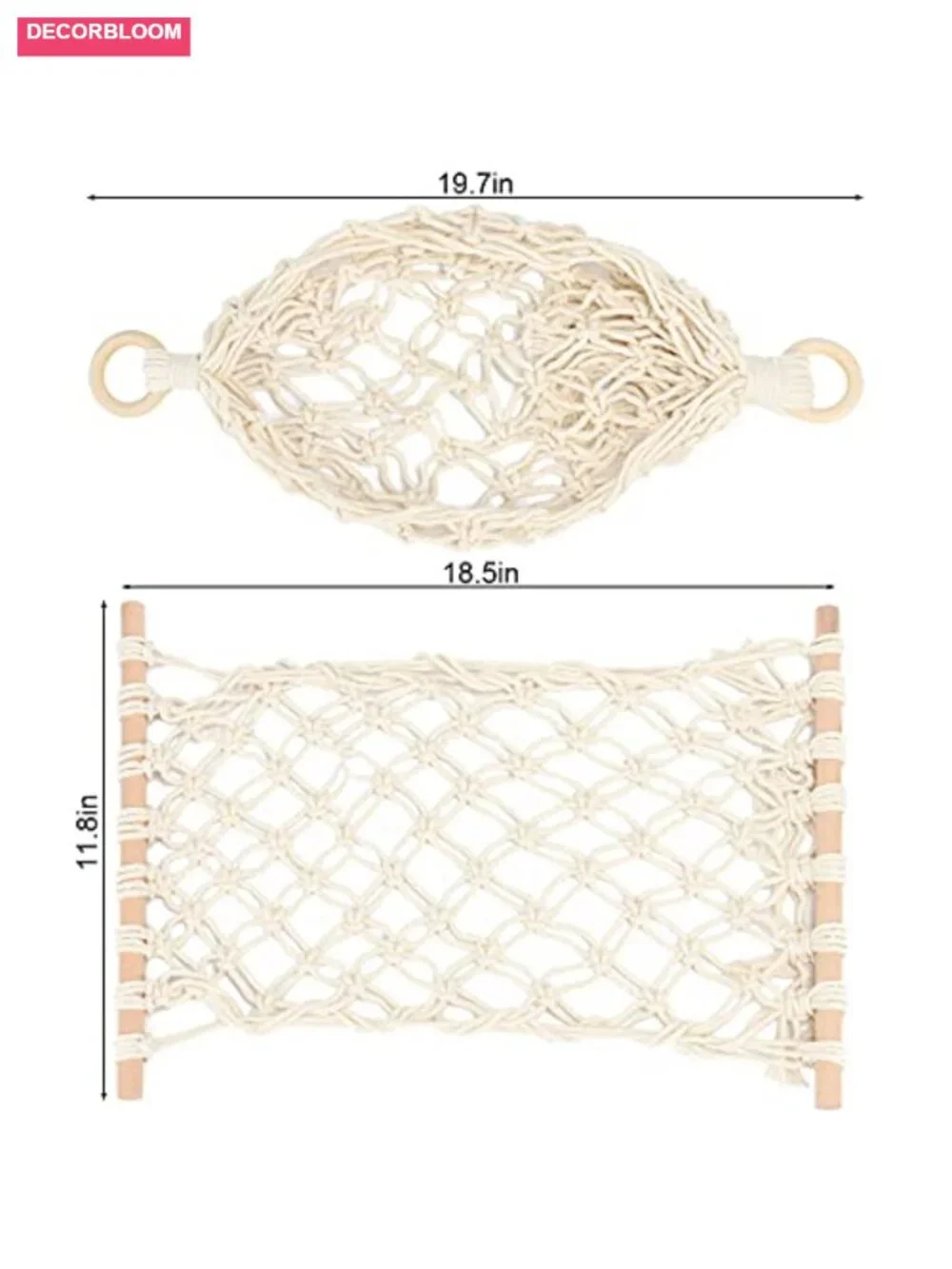 Cotton Hanging Fruit Hammock Under Cabinet Storage with Hooks
